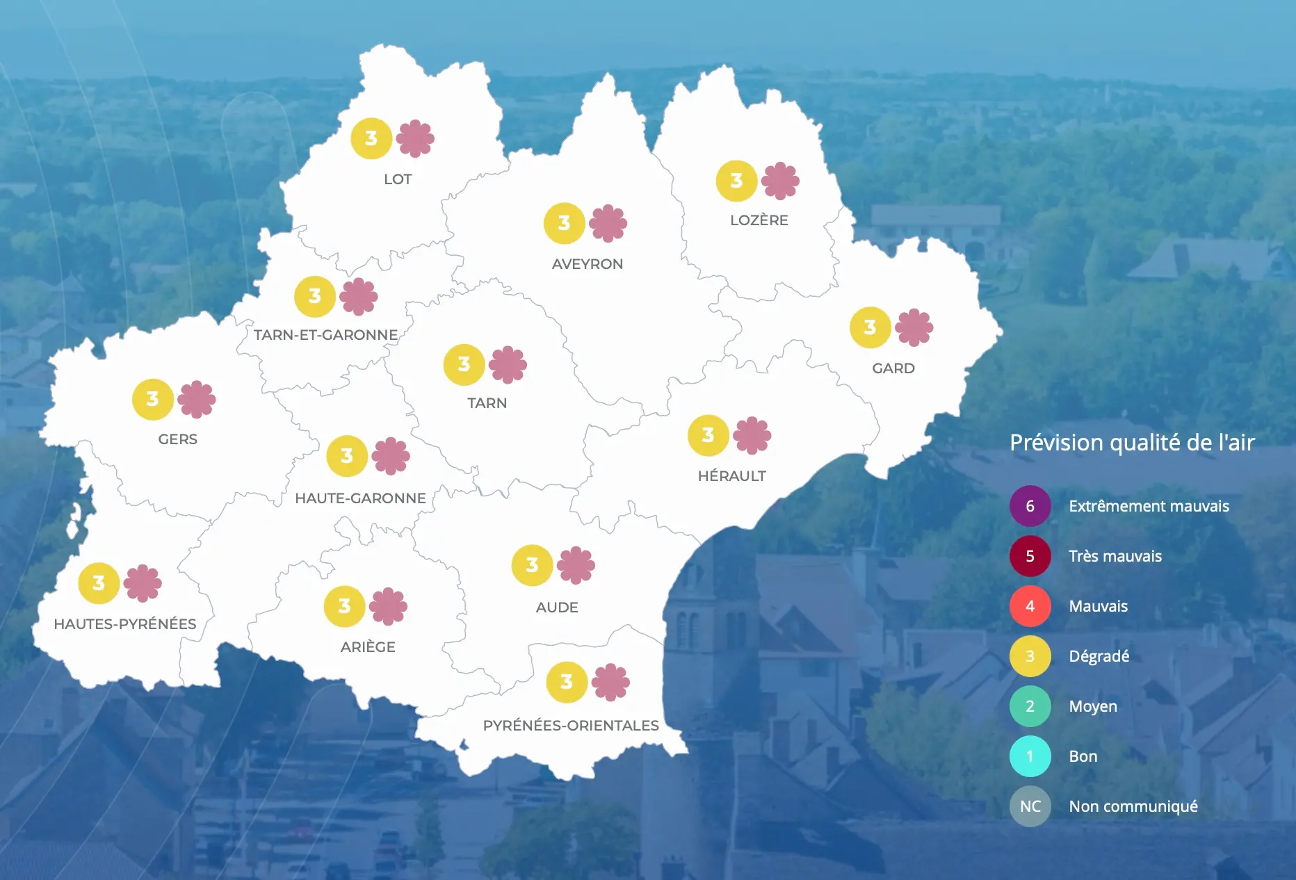 Ariège, Aude, Haute-Garonne, Hautes-Pyrénées, Pyrénées-Orientales : un air toujours dégradé