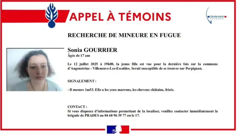 Fugue dâ€™une mineure : la gendarmerie des PyrÃ©nÃ©es-Orientales lance un appel Ã  tÃ©moins