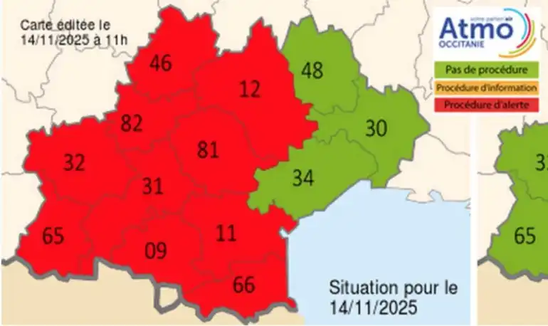 Pollution aux particules : dix dÃ©partements dâ€™Occitanie placÃ©s en alerte